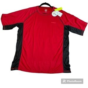 TSLA Men's Rashguard UPF 50+ Loose-Fit Short Sleeve Red & Black XL